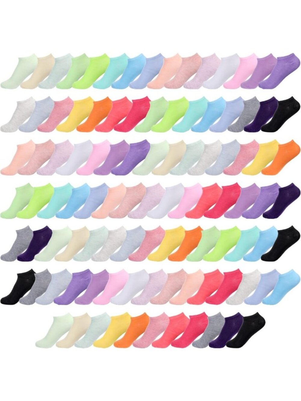100 Pairs Women's No Show Ankle Socks - Comfortable, Breathable, Bulk Pack